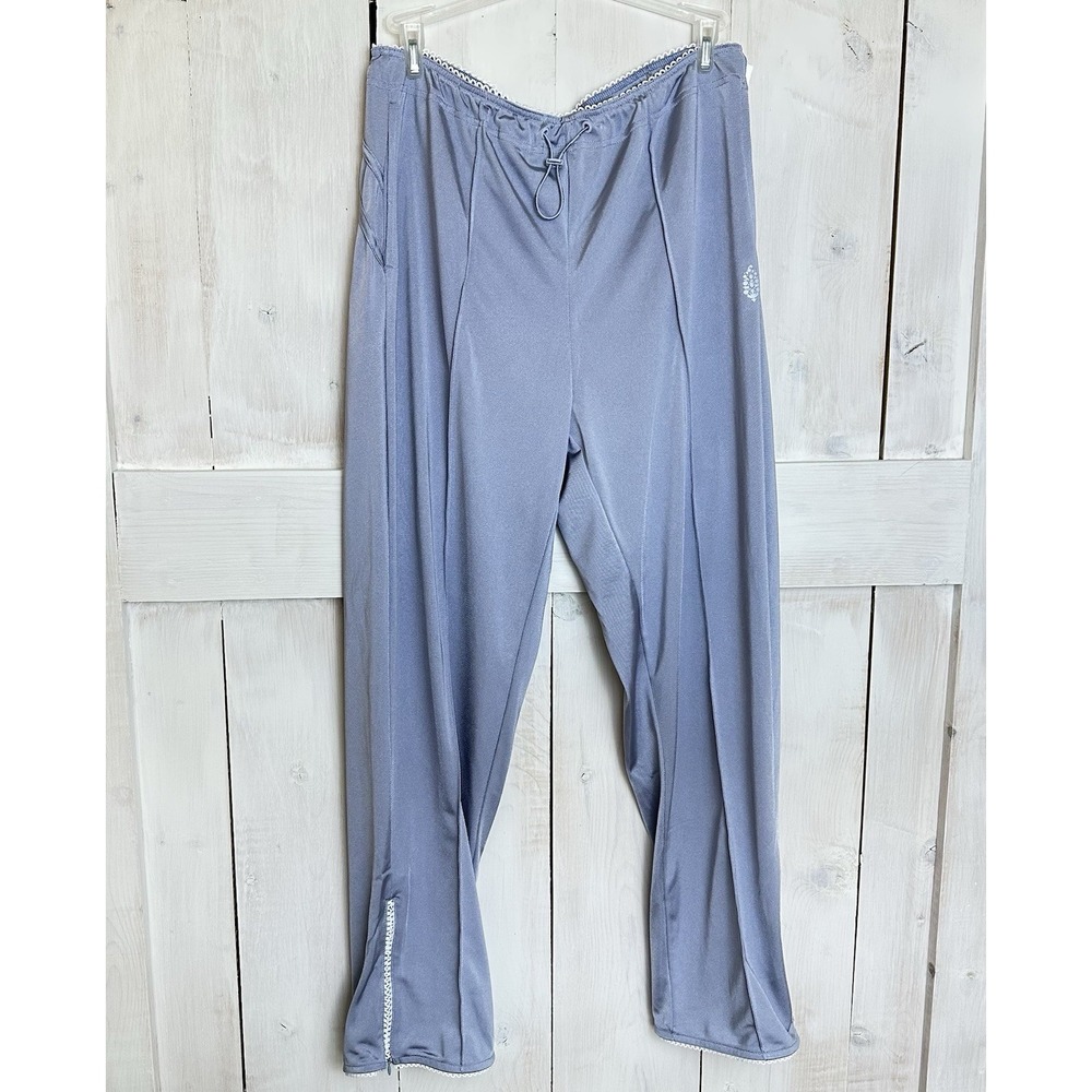 Free People FP Movement Roll With It Drawcord Pants Sz L Steel Blue NWOT Silky - Picture 2 of 12